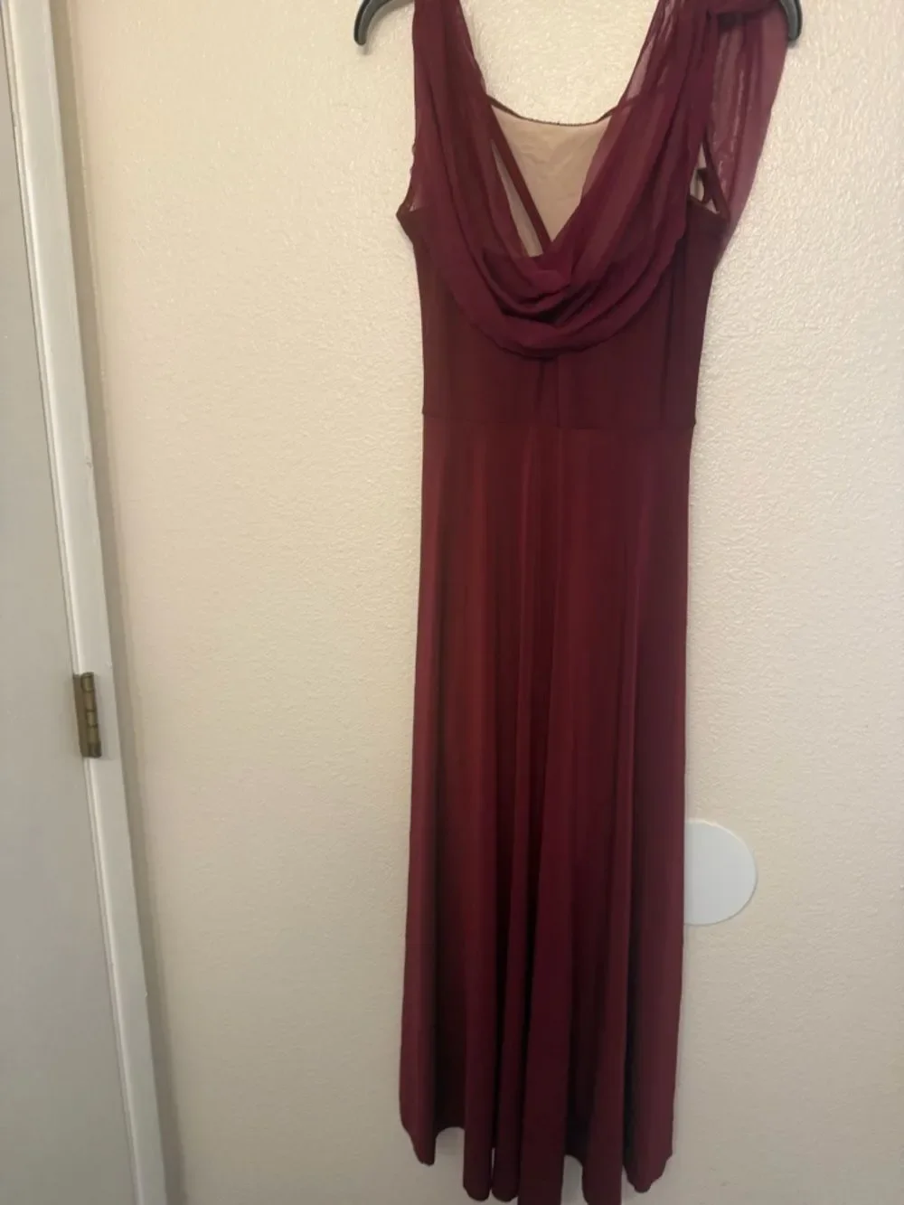WEISSMAN Dance Costume burgundy leotard maxi drape dress 12083 SA-Small adult